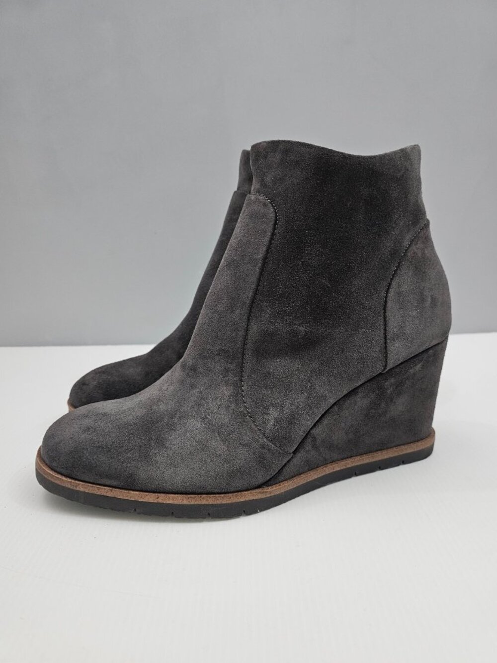 Sofft Maguire Waterproof Wedge Ankle Boot Womens 11 Titan Grey Suede Comfort NEW